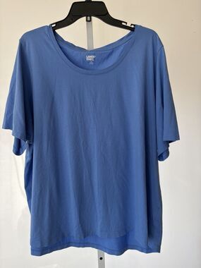 Lands End Women Plus Size Supima Cotton Crew Neck T-Shirt 3X Blue Casual